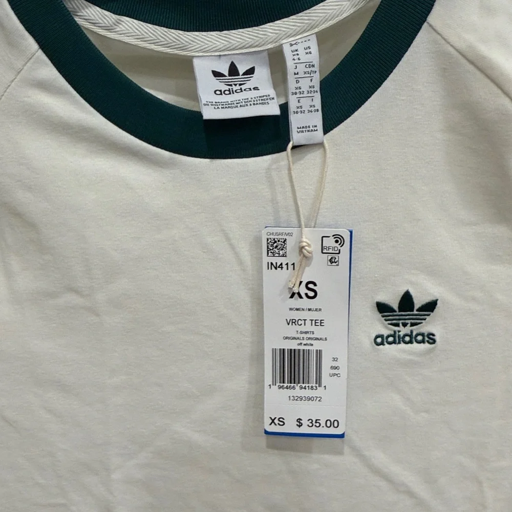 Adidas Cream and Green Tee - Picture 2 of 3